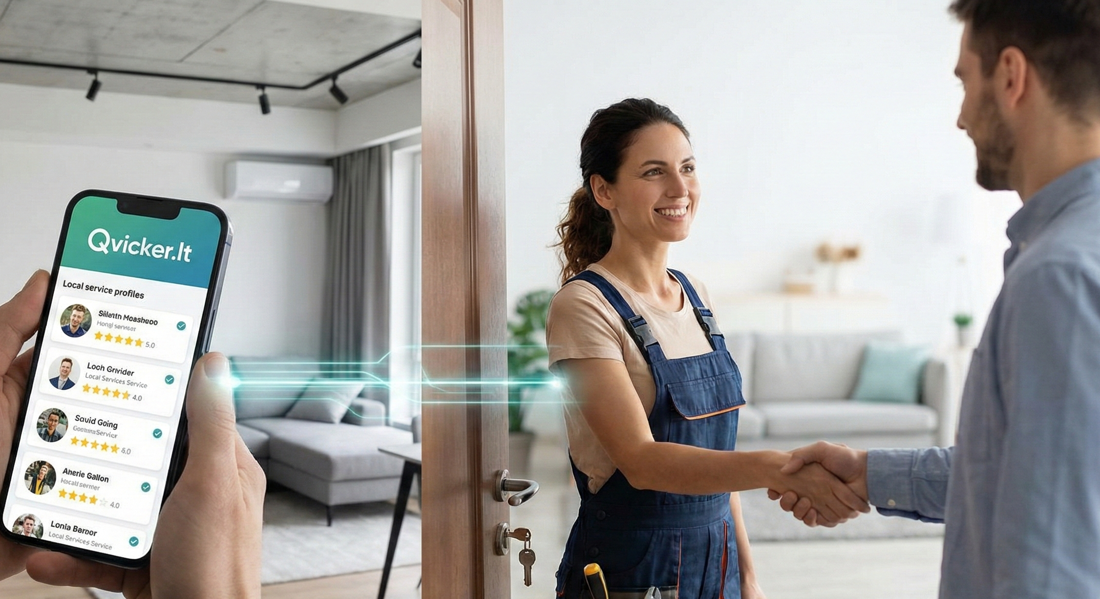 Namų paslaugų specialistas, užsakymas per mobiliąją programėlę.